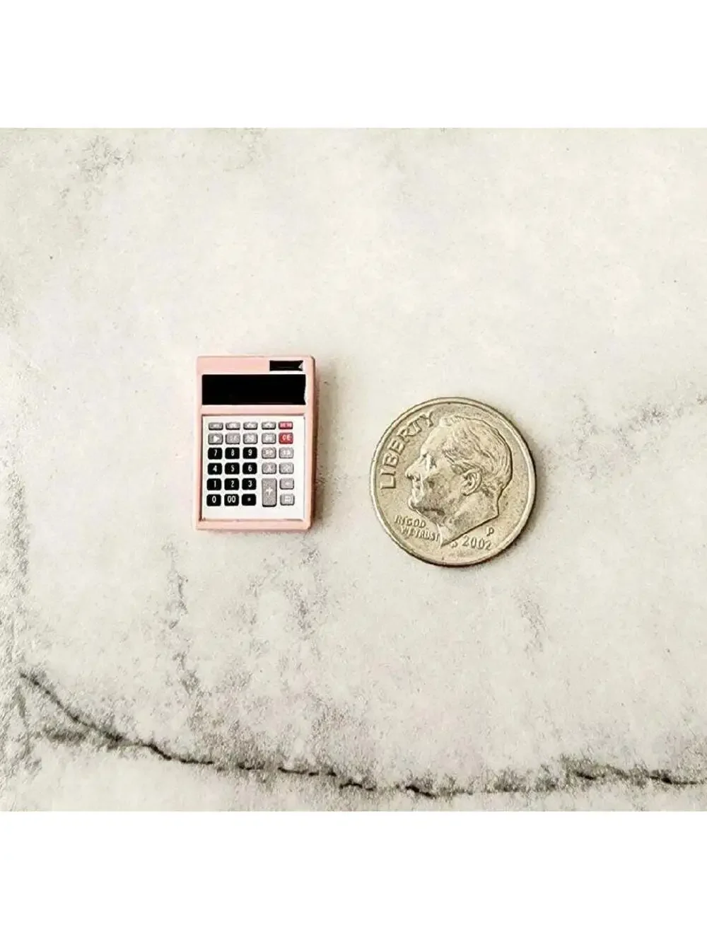 Pink Miniature Dollhouse School Office Calculator